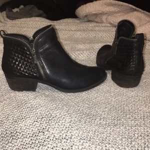 Leather black booties